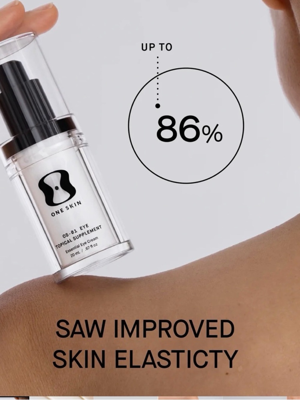One Skin OS-01 Eye Topical Supplement - White Bottle with Black Pump - Picture 2 of 5